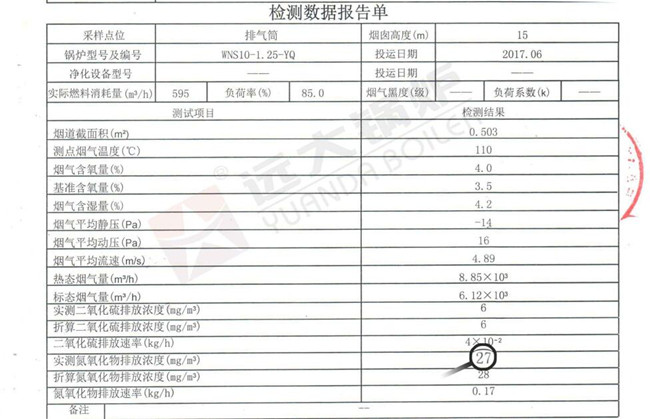 低氮燃气导热油锅炉检测报告